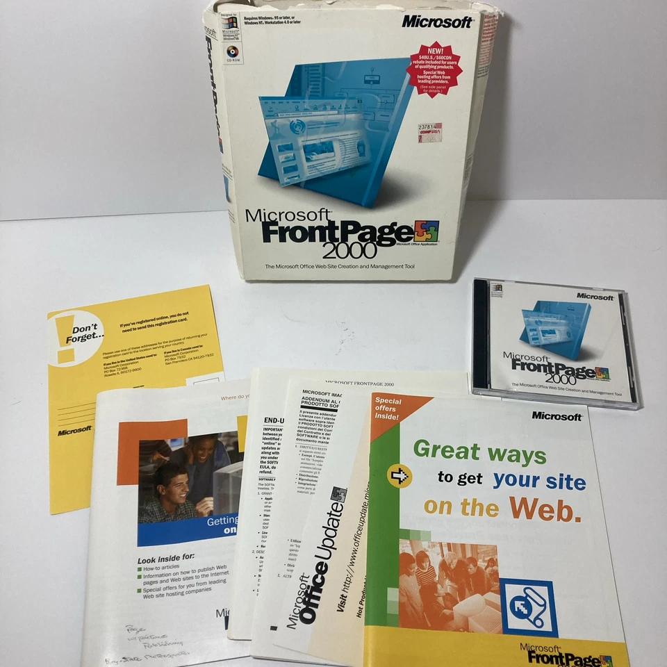 Vintage Microsoft FrontPage 2000 W/ Original Box, Booklets And Software - Image 4 of 4