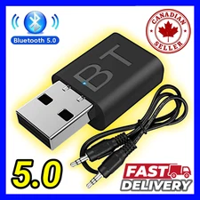 Bluetooth 5.0 Transmitter Receiver Adapter Wireless USB 3.5mm AUX Car TV PC Mac