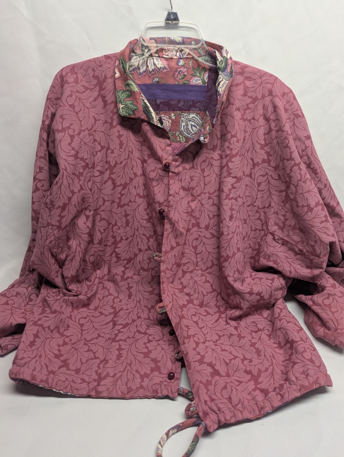 Vtg Reversible Patchwork Quilted Purple Jacket Si… - image 4