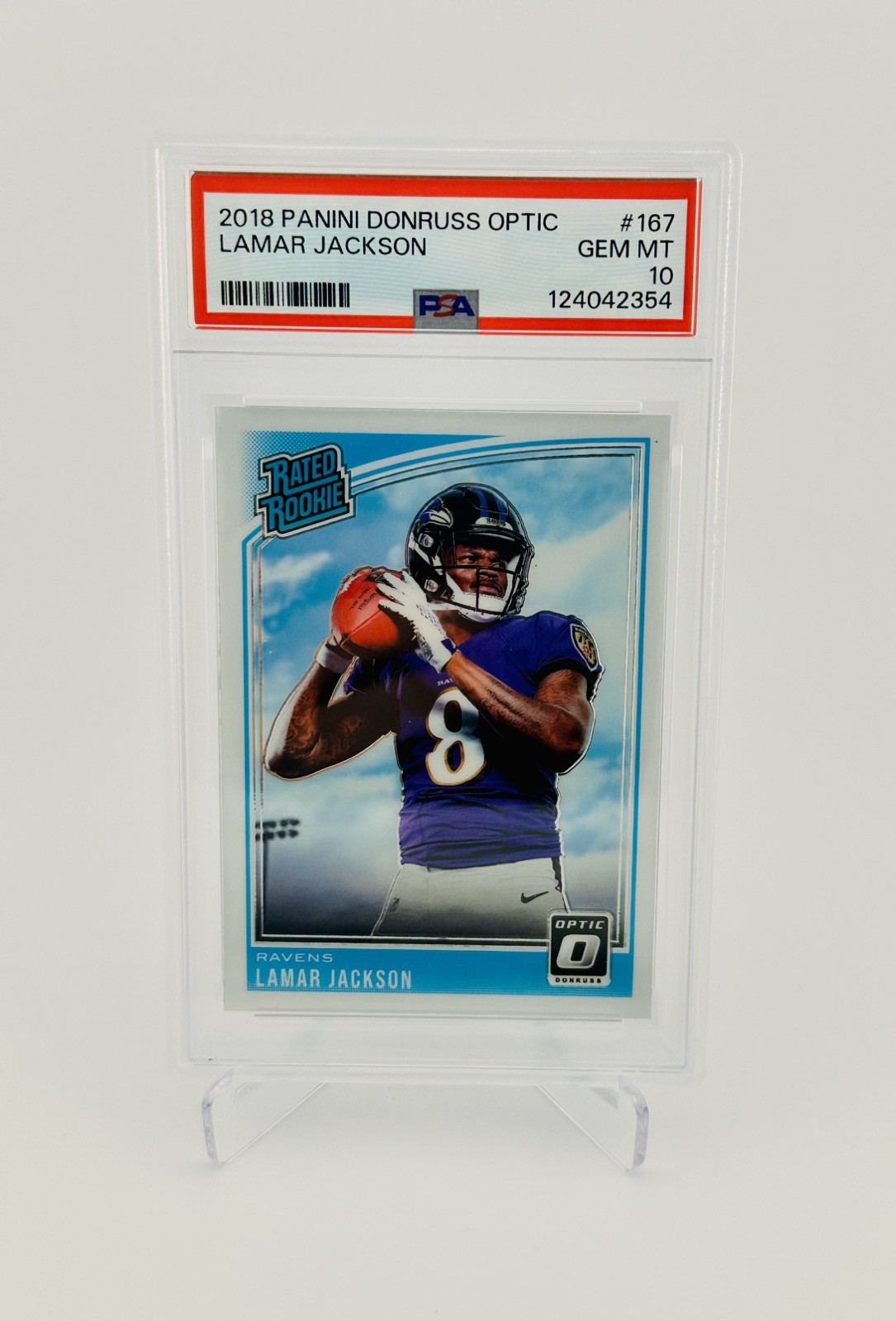 2018 Donruss Optic - Rated Rookie Lamar Jackson #167 (RC) PSA 10