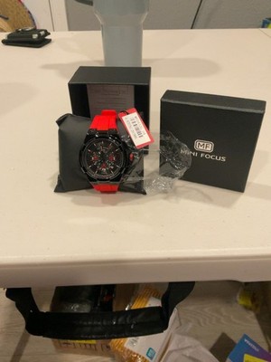 Mini Focus Men's Sport Chronograph Red Silicone Strap Watch
