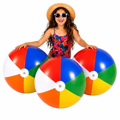 4E's Novelty Beach Balls [3 Pack] 20'' Inflatable 3 Pack, Multicolor