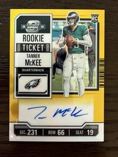 2023 Tanner McKee Contenders Optic Gold Prizm Auto SP /10 Rookie Eagles #136