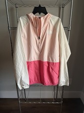 The North Face Girls XL 18/20 Pink/White Colorblock Hooded Zip Windbreaker