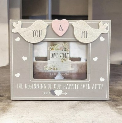 You And Me Happily Ever After Love Vögel Hochzeit Fotorahmen 5 x 3,5''