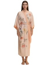 Kihnop Womens Floral Kimono Robe Long Satin Robe Long Silk Bathrobe Ladies Ki...