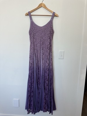 Indigo Thread Co Womens Small Purple Lace Floral Maxi Dress