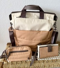 Juego de bolsa de viaje Samantha marrón para llevar ~ mochila/tote, billetera, riñonera