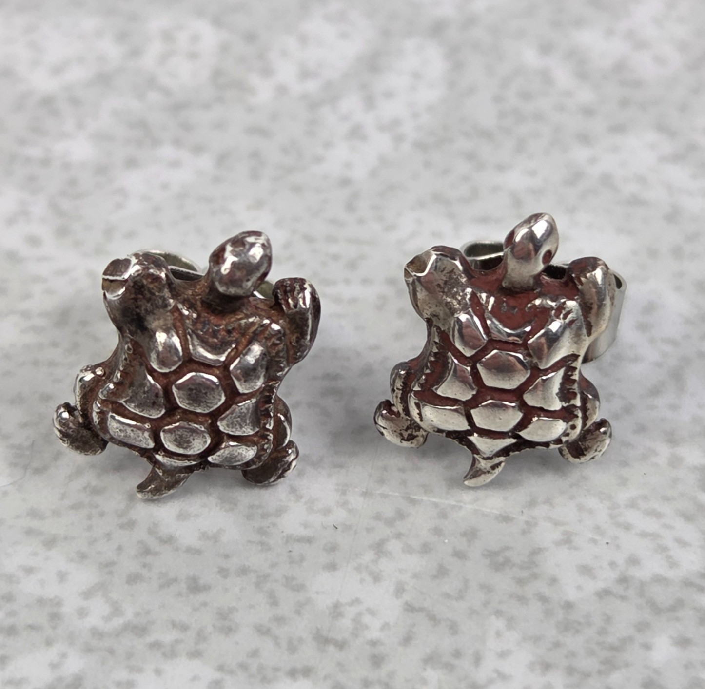 Turtle Earrings Sterling Silver Posts Studs Tiny … - image 2