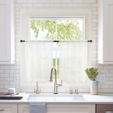 MIULEE Short Sheer Curtains 30 Inch Length for 29"W x 30"L Pack of 2 , Ivory