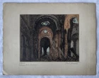 Signed Antique Paul Mansard Engraving ALBERT INTERIEUR DE LA BASILIQUE