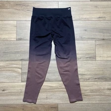 PINK Active Victoria's Secret Seamless Ribbed Ombré Leggings Size L Black Mauve