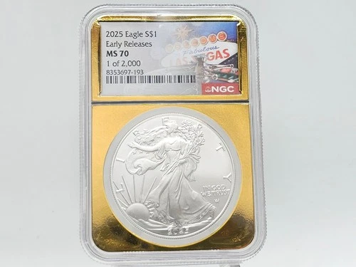 2025 NGC Early Releases MS70 American Silver Eagle *Las Vegas Gold Core* 97-193