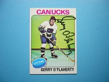 1975/76 O-PEE-CHEE HOCKEY CARD #307 GERRY O'FLAHERTY EX/NM NM UTO AUTOGRAPH OPC