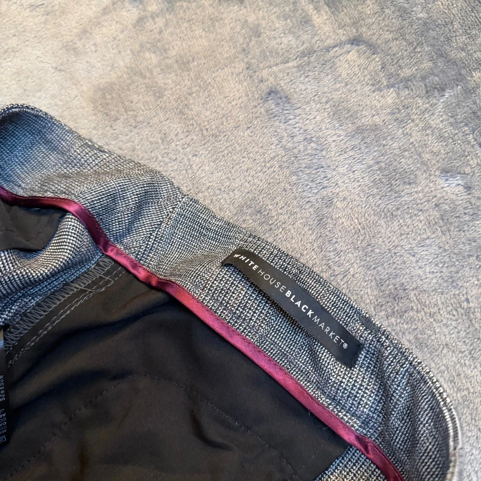 White House Black Market The Slim Plaid Flare Pants Women's Size 4 Gray Business - Image 3 of 4