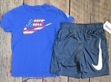 NWT Nike Shorts Shirt 6 Medium Set Boys 2 Piece Outfit Blue Athletic American