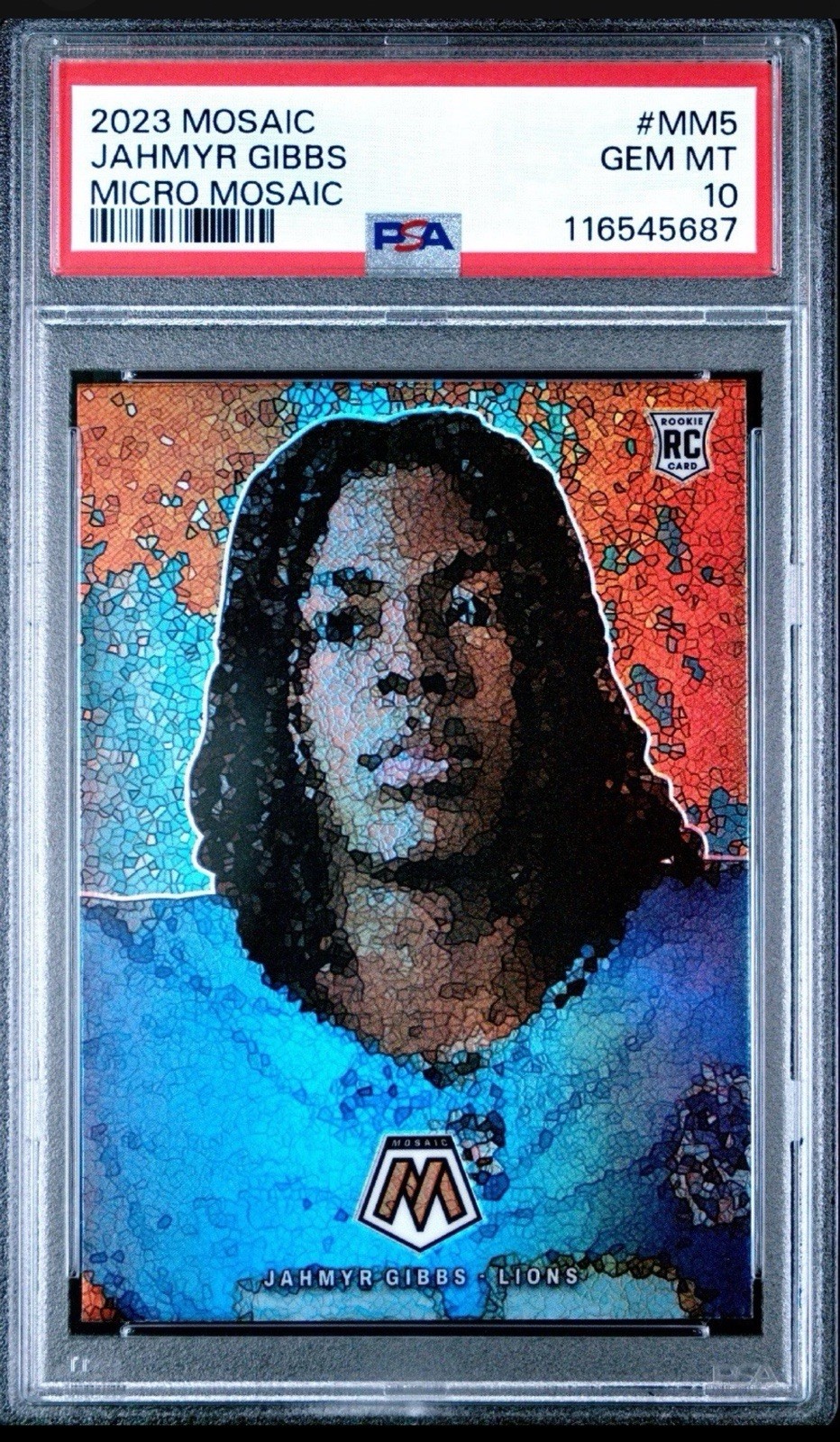 2023 Panini Mosaic - Micro Mosaic Jahmyr Gibbs #MM-5 (RC) PSA 10