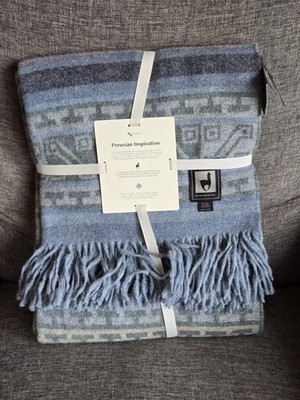 NWT INCALPACA Peruvian Inspiration Alpaca Blanket Cover Throw 70'' x 60'' Blue 
