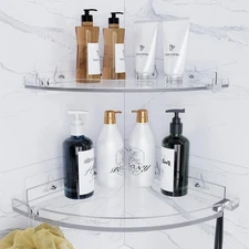 Acrylic Corner Shower Shelves Adhesive Caddy Organizer for Bathroom Storage Home