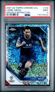 2021 Topps Chrome Uefa #100 Lionel Messi Speckle Refractor PSA 9