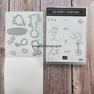 SO HOPPY TOGETHER Stampin Up Stamp Set & HOP AROUND Dies Bundle 149725 FROGS