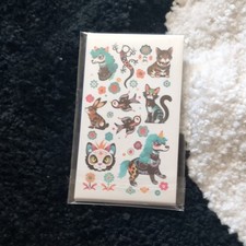 Multicolor Temporary Press-on Tattoo Sheets, Animal  Flower, Medium Size