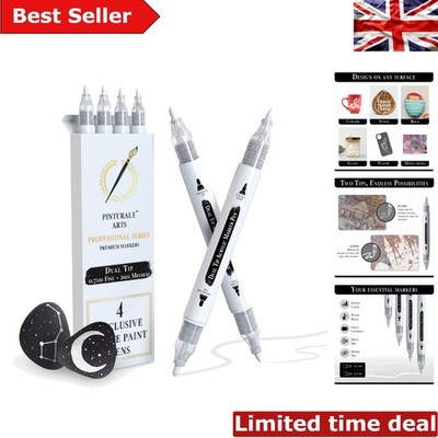 Vielseitiges weißes Acryl Malstift Set - 4 Doppelspitzen zum Basteln & Gestalten