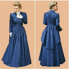 1860s Blue Civil War Uniform Victorian Ball Gown Southern Belle Dress Costum  