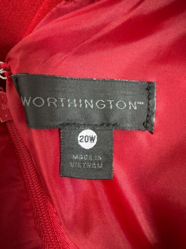 Worthington Red Peplum Sheath Dress Size 20W 2X Classy Career Office Plus Size - Picture 3 of 5