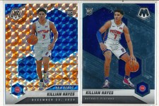 KILLIAN HAYES - 2pc - 2020-21 Mosaic Base & ORANGE PRIZM NBA Debut Pistons RC