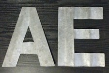 2 Rustic 9" Letter Corrugated Tin Metal  Letters "A"  "E"