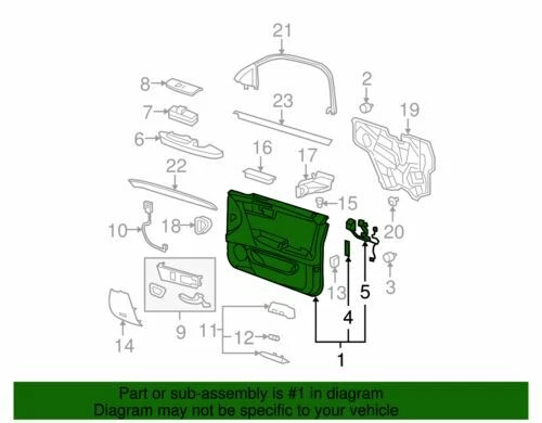 Genuine GM 2008-2009 Cadillac DTS Inside Door Trim Panel Driver Side 20825440 - Imagem 2 de 2