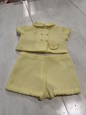 Baby Yellow Top & Short Set 3-9M-see Measurements  Cou-Cou  Artisanat Ideal Inc