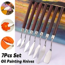 7Pcs Oil Painting Knife Set Palette Scraper Tool Stainless Steel Art Spatula Kit