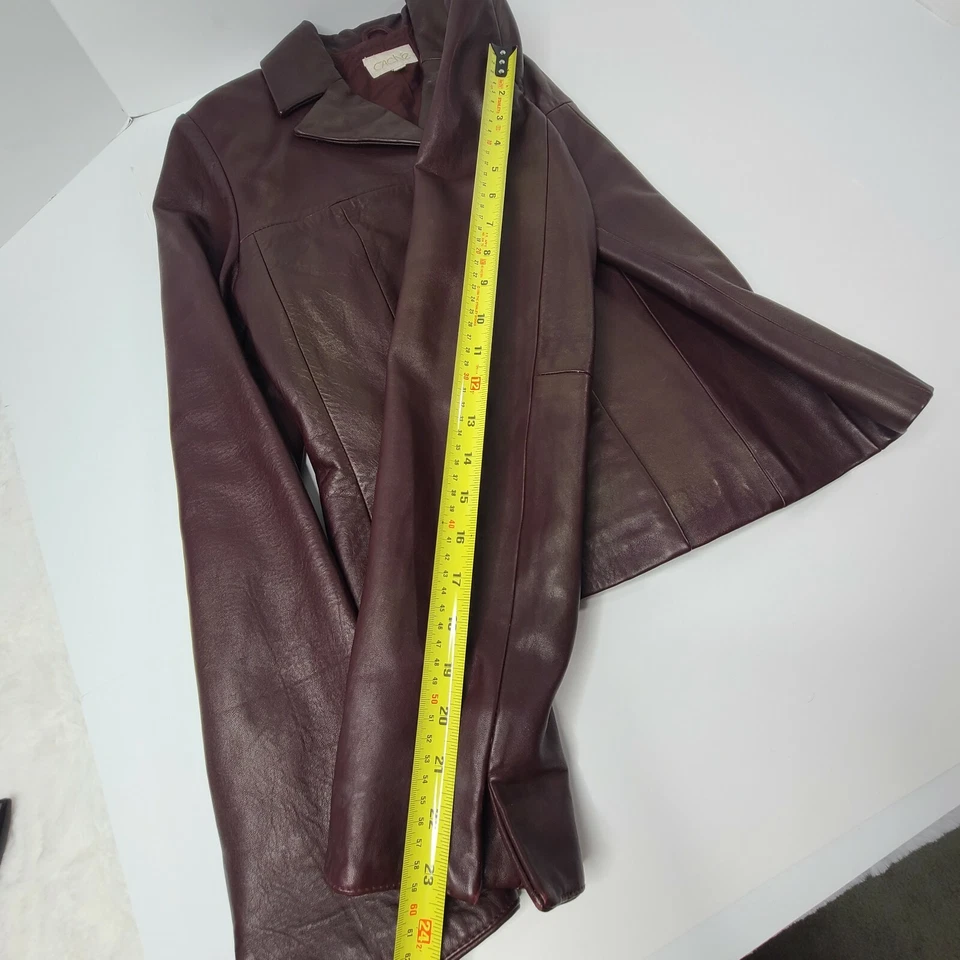 Women's Cache Size 4 Purple 100% Leather Button Down Jacket EUC super soft! EC - Image 4 of 4