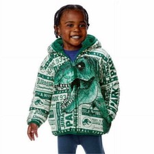 Jurassic World Dinosaur Puffer Jacket Coat Hoodie Boys Kids 5 6 S Park Zipper