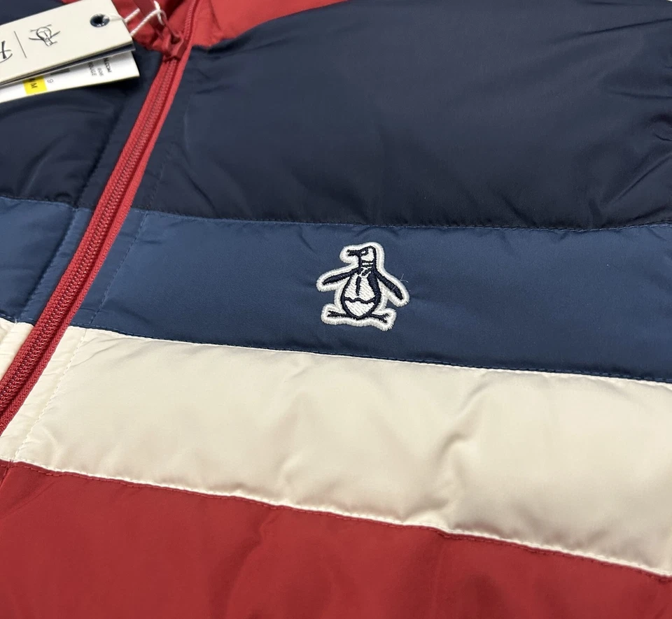 Chaqueta acolchada Original Penguin by Munsingwear para hombre talla M roja azul cremallera completa Foto 3 de 4