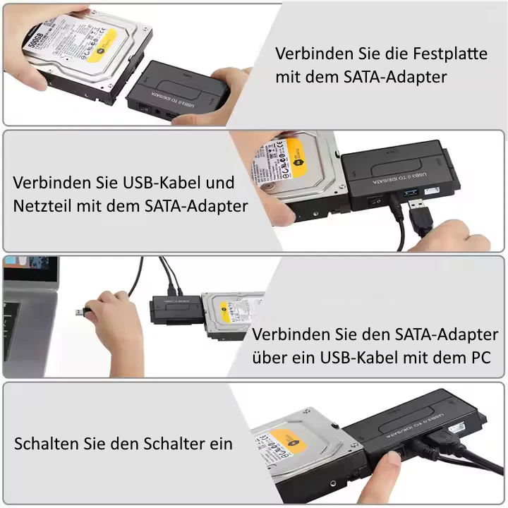 Adapter USB 3.0 auf SATA IDE 2.5" 3.5" HDD SSD Festplatte CD DVD ROM + Netzteil - Bild 4 von 4