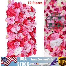 12pcs Artificial Rose Hydrangea Flower Wall Panels Wedding Party Decor 60 x 40cm