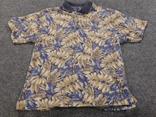 Izod Mens Polo Shirt Small Beige floral button classic
