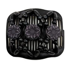 LOVEF Women Magic Hair Combs Wood Beaded Stretch Double Side Combs Clips Bun ...