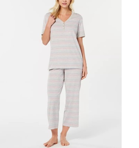 Damen Pyjama Set Baumwolle Strick Charter Club XXXL Capri für größere Frauen NEU - Bild 1 von 4