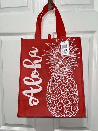 Aloha Pineapple Reusable Shopping Tote Bag Hawaii Special Edition Red NWT