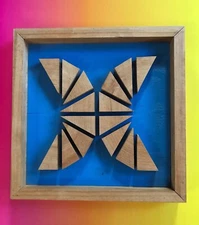 Wood Triangle 3-D Wall Hanging Art Sculpture Geometric Plaque Picture By Art Vtg