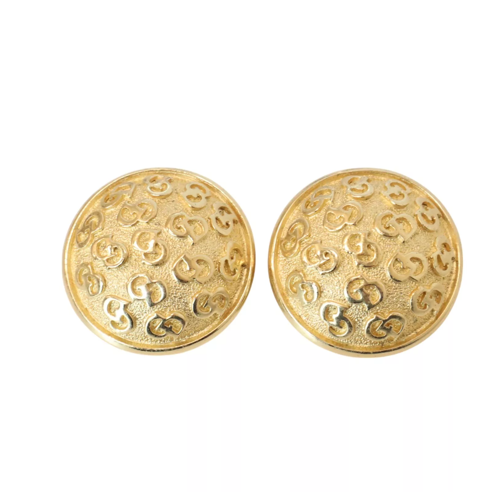 Boucles d'oreilles clips dorées logo CD signature Christian Dior vintage années 80