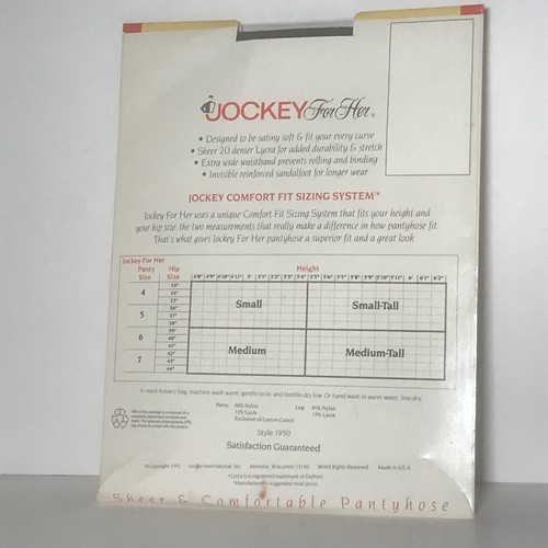 VINTAGE 1991 Jockey For Her Sheer & Comfortable Pantyhose Off Black Sz Medium - Picture 4 of 7