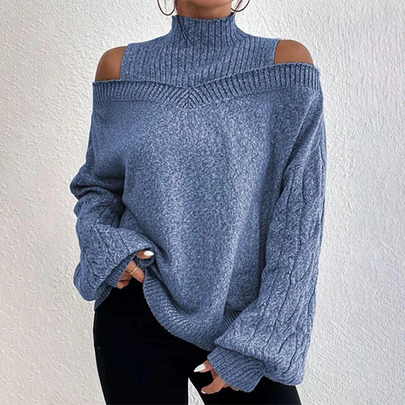 One shoulder top cold shoulder sweater
