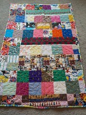 Vintage Double Sided Childs Quilt Mulit-Color Patchwork 59 x 38