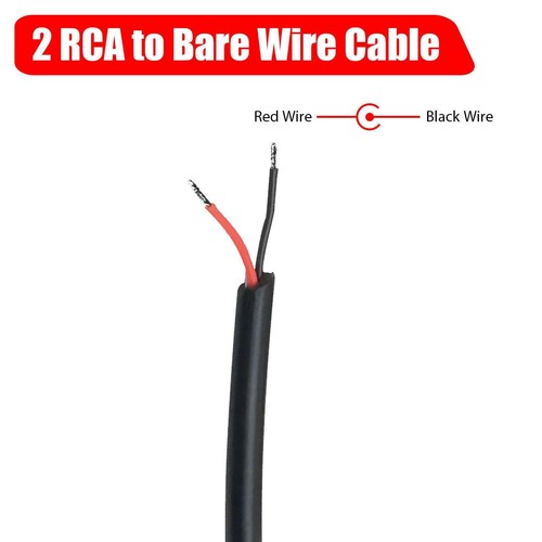 2x 3.4ft/1m RCA Male Plug To Bare Wire Audio Speaker Subwoofer HDTV Cord Cable - Picture 5 of 7