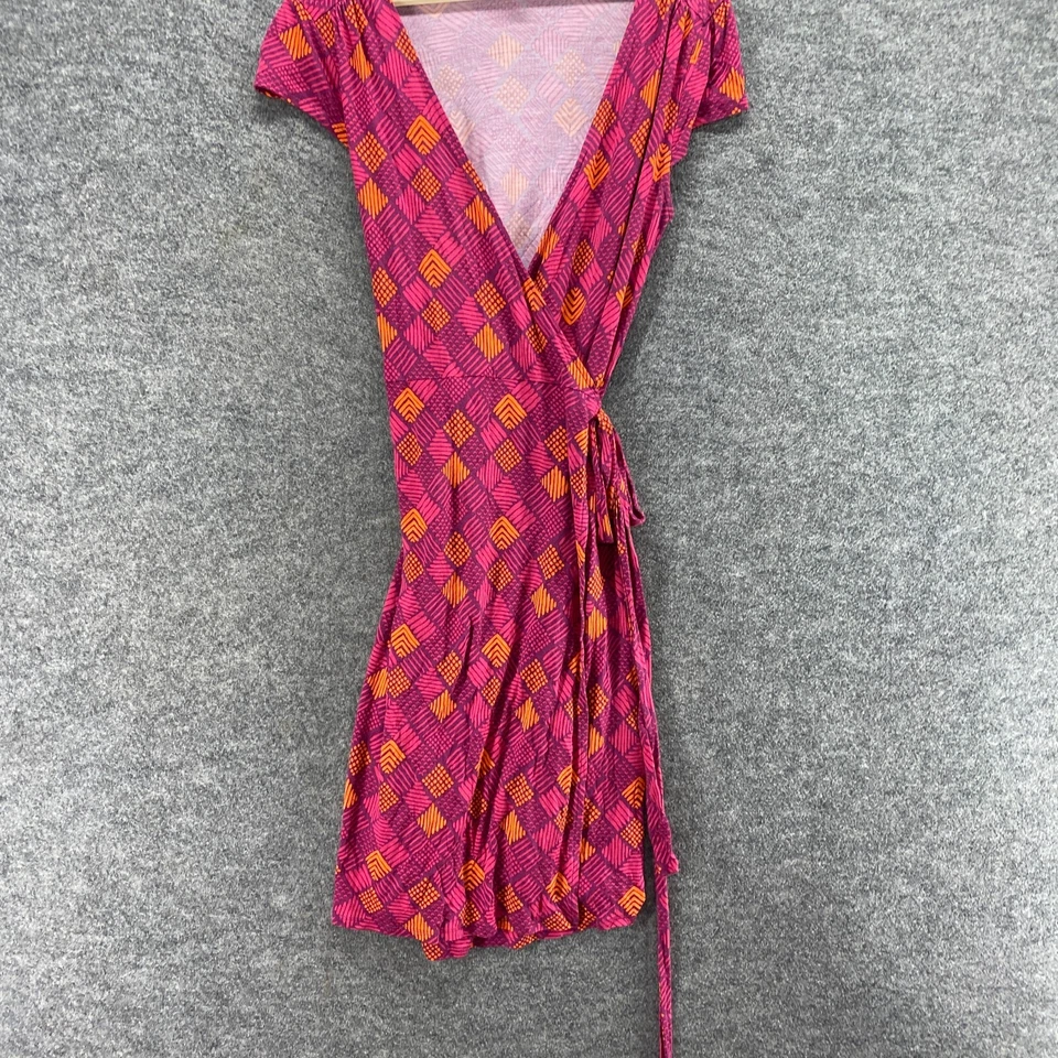 Vestido Antiguo Azul Marino Para Mujer M Mediano Púrpura Funda Geométrica Midi Cuello en V Cinturón Rayón Foto 4 de 4